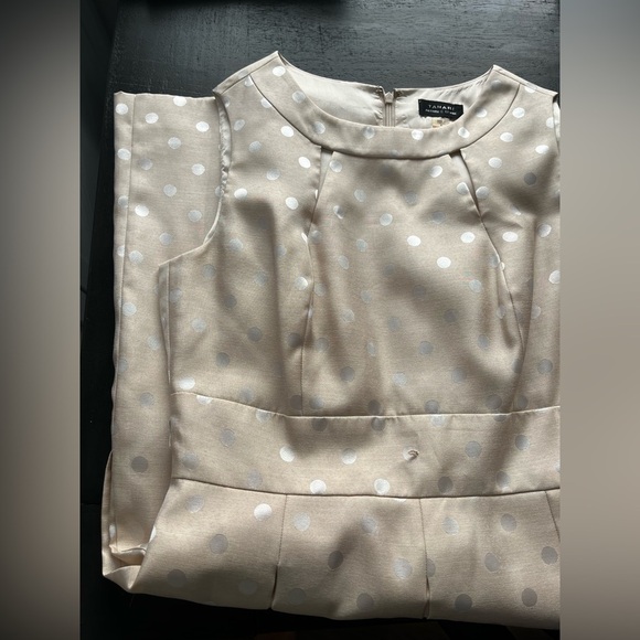 Sleeveless, Polka Dot Pleated Classic Dress Size 8 Tahari By Arthur S Levine - Picture 10 of 13